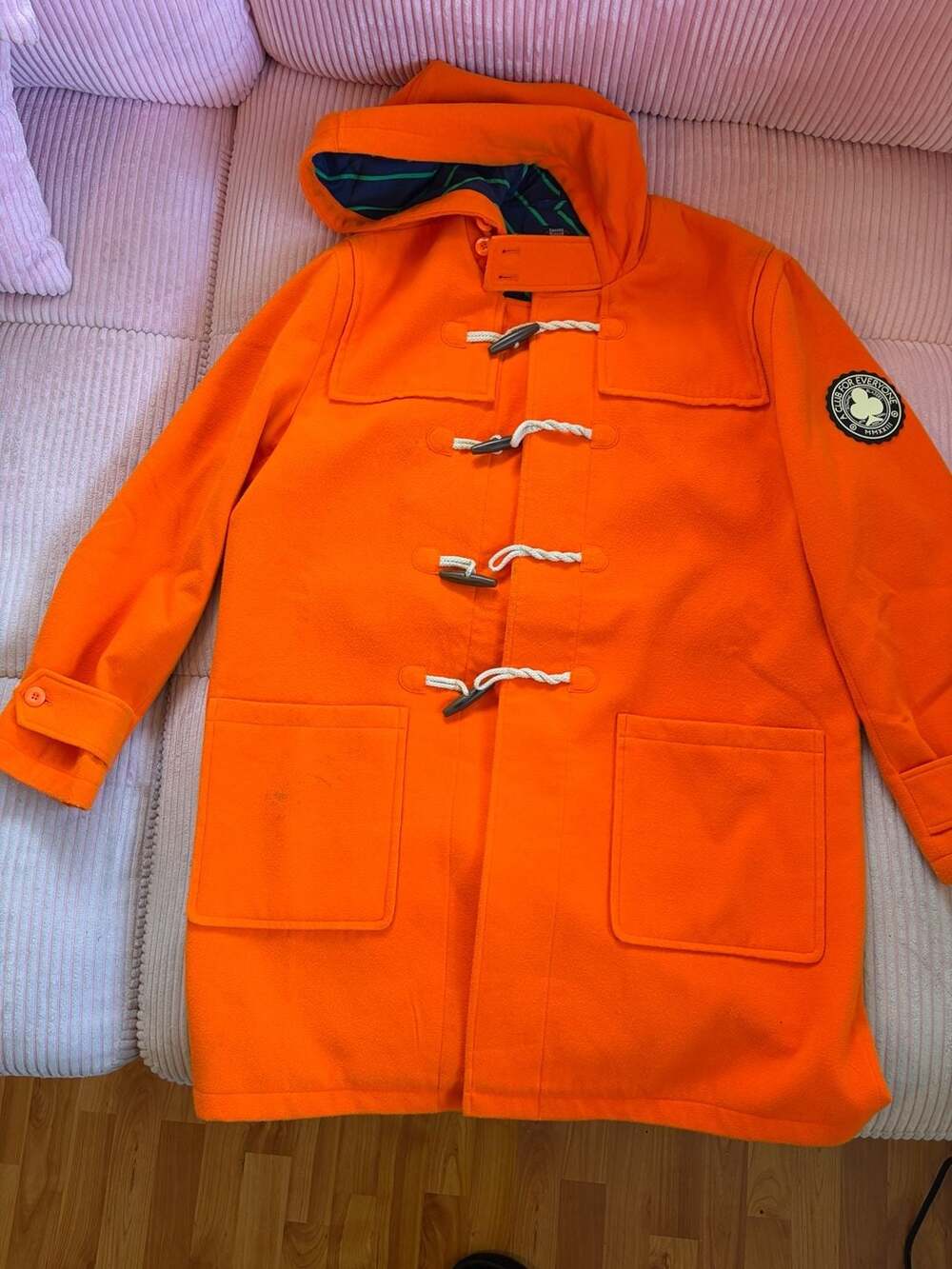 Rowing Blazers Duffle Coat Size XL Orange Wool Hooded Jacket